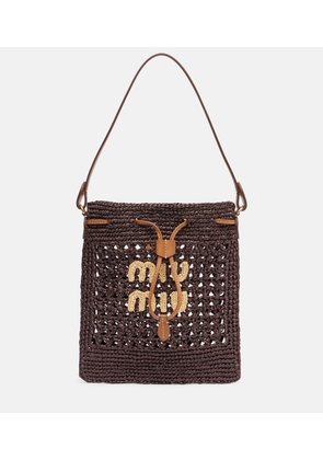 Miu Miu Logo raffia-effect bucket bag