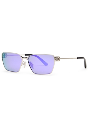 Balenciaga Rectangle-frame Sunglasses - Silver - One Size