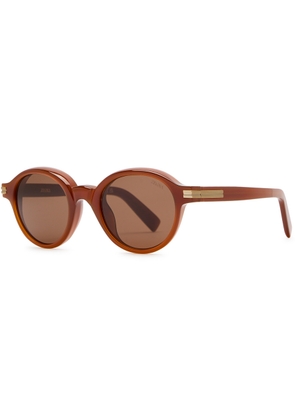 Zegna Round-frame Sunglasses - Brown Brown - One Size
