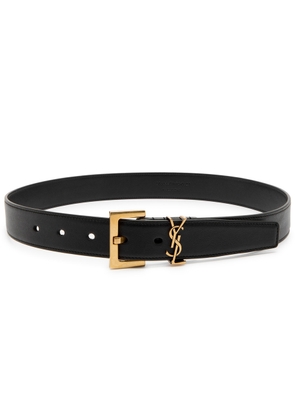 Saint Laurent Logo Leather Belt - Black - 90 (UK14/ L)