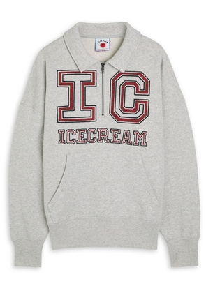 Ice Cream Collegiate Quarter-zip Cotton Sweatshirt - Grey - XL