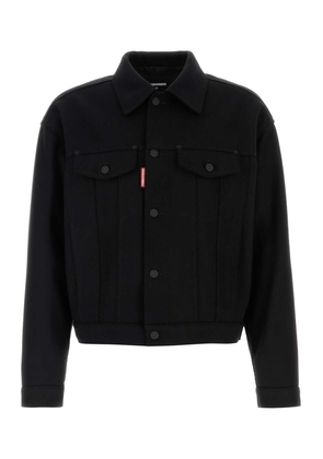 Dsquared2 Black Wool Blend Wool Jean Jacket