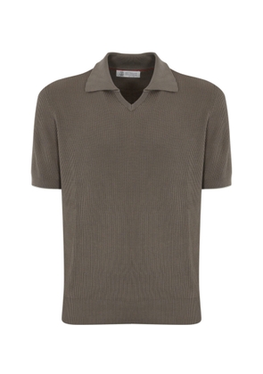 Brunello Cucinelli Ribbed Cotton Polo Shirt