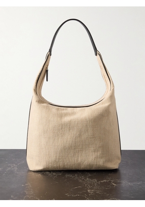 Loulou de Saison - Ares Leather-trimmed Raffia Shoulder Bag - Neutrals - One size