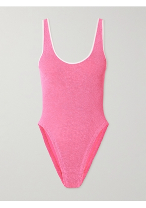 Hunza G - Seersucker Swimsuit - Pink - Beachwear One Size