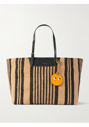 Anya Hindmarch - + Maison Bengal Leather-trimmed Striped Jute Tote - Brown - One size