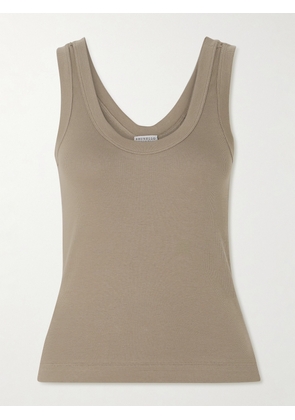 Brunello Cucinelli - Ribbed Cotton-blend Jersey Tank - Neutrals - xx small,x small,small,medium,large,x large,xx large