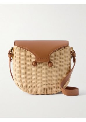 Marni - Leather-trimmed Woven Rattan Shoulder Bag - Neutrals - One size