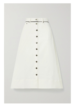 La Ligne - Piped Cotton-blend Twill Midi Skirt - Ecru - US0,US2,US4,US6,US8,US10,US12