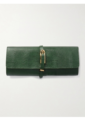 Liffner - Belted Lizard-effect Leather Clutch - Green - One size