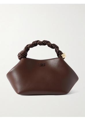 GANNI - Bou Embellished Knotted Leather Shoulder Bag - Brown - One size