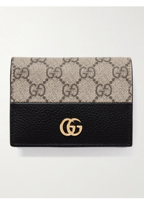 Gucci - Gg Marmont Petite Textured-leather And Printed Coated-canvas Wallet - Black - One size
