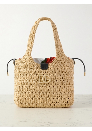 Dolce & Gabbana - Leather-trimmed Raffia Tote - Neutrals - One size