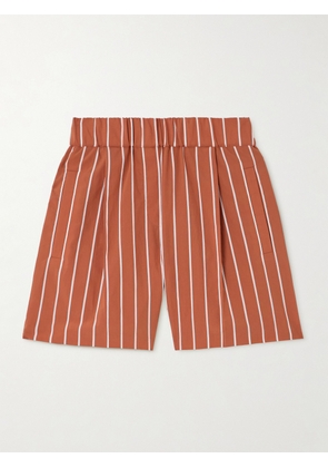 Brunello Cucinelli - Striped Cotton-blend Poplin Shorts - Orange - IT36,IT38,IT40,IT42,IT44,IT46,IT48,IT50