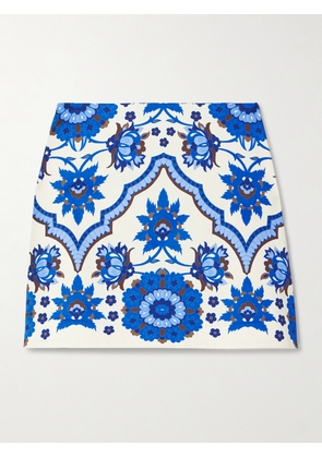 Cara Cara - Chrissy Printed Cotton-blend Sateen Mini Skirt - Blue - xx small,x small,small,medium,large,x large