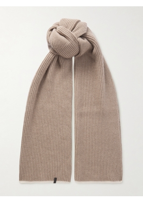Brunello Cucinelli - Bead-embellished Ribbed Cashmere Scarf - Brown - One size