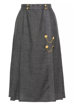 CHANEL Pre-Owned 1990s pleated wool midi skirt - Grey