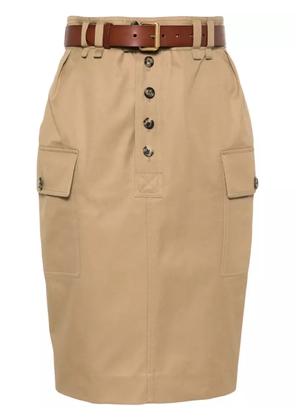 Saint Laurent Cassandre midi skirt - Brown