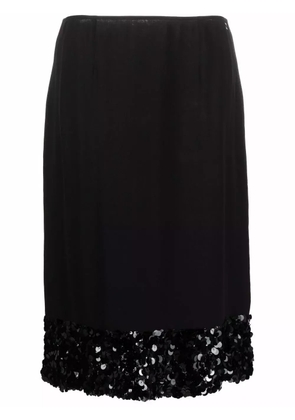CHANEL Pre-Owned 2002 sequin-embellished hem straight-cut skirt - Black