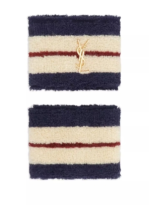 Saint Laurent striped terrycloth wristband (pack of two) - Blue