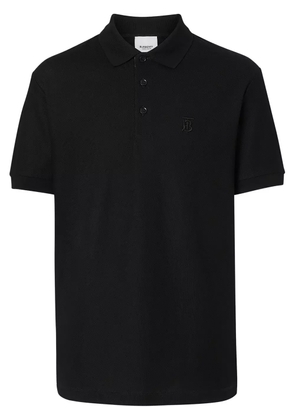 Burberry Monogram Motif Cotton Piqué Polo Shirt - Black