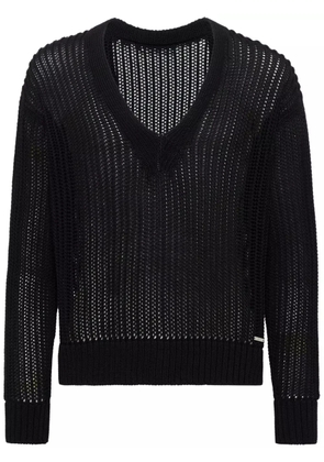 DSQUARED2 open-knit V-neck jumper - Black