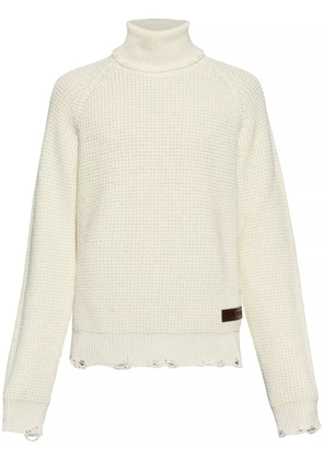 DSQUARED2 logo-patch roll-neck knitted jumper - White
