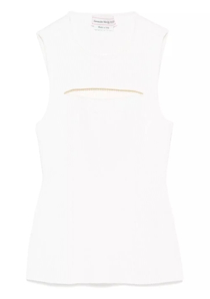 Alexander McQueen slashed knitted top - Neutrals