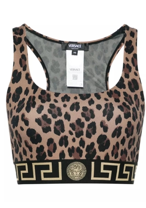Versace Greca-pattern sport bra - Brown