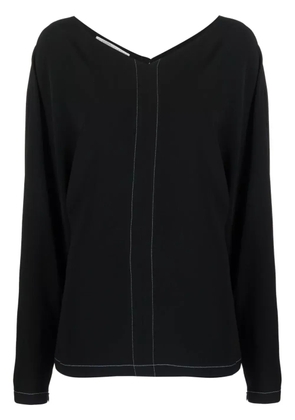 Stella McCartney stitched V-neck long-sleeve blouse - Black