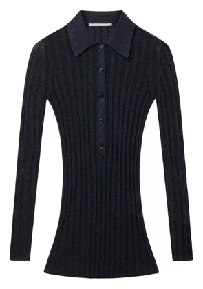 Stella McCartney lurex ribbed-knit polo top - Blue