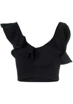 Alexander McQueen gathered-neckline cropped top - Black
