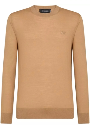 DSQUARED2 logo-embroidered virgin wool jumper - Neutrals