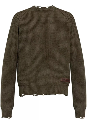 DSQUARED2 logo-patch distressed knitted jumper - Green