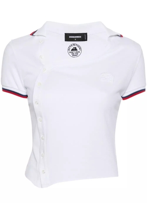 DSQUARED2 logo-patch asymmetric polo shirt - White