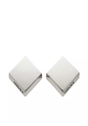 Versace logo-engraved rhombus stud earrings - Silver