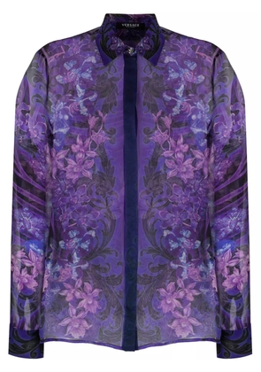 Versace floral-print silk blouse - Black