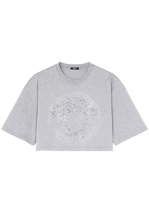 Versace Crystal Medusa cropped T-shirt - Grey