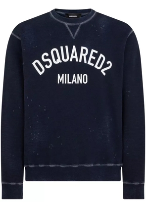 DSQUARED2 logo-print distressed sweatshirt - Blue
