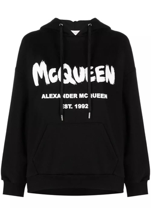 Alexander McQueen logo-print drawstring hoodie - Black
