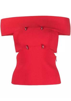 Alexander McQueen cut-out off-shoulder top - Red