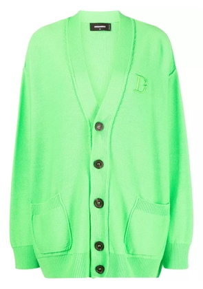 DSQUARED2 embroidered-logo virgin wool cardigan - Green