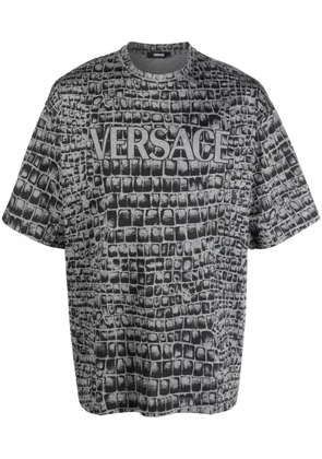 Versace Coccodrillo-print cotton T-shirt - Grey
