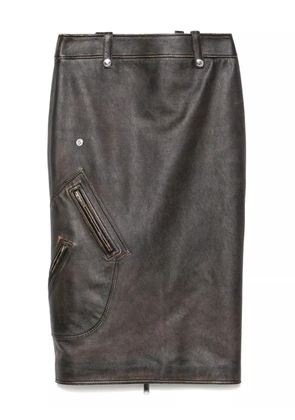 Alexander McQueen leather pencil skirt - Brown