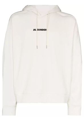 Jil Sander logo-print drawstring hoodie - White