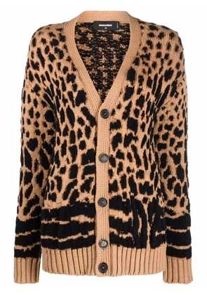DSQUARED2 leopard-knit cardigan - Brown