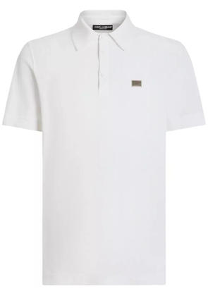 Dolce & Gabbana logo-plaque polo shirt - White