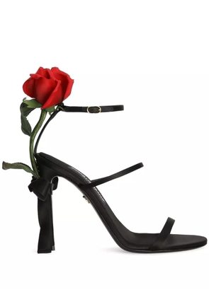 Dolce & Gabbana 105mm rose-appliqué sandals - Black