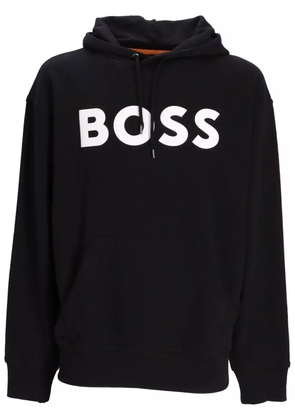 BOSS logo-print cotton hoodie - Black
