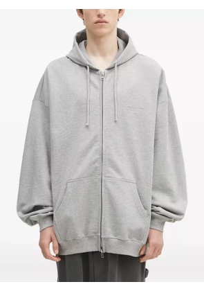 VETEMENTS zip-up embroidered hoodie - Grey